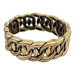 New Designer Stretch Bracelet Link Design Antiqued Brass Tone  4F